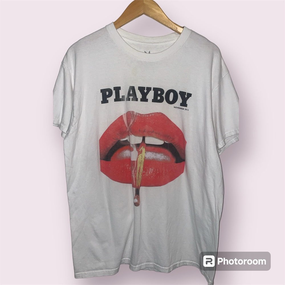 PLAYBOY Unisex Matchstick Lips T-Shirt Sz Large